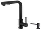 Stylish Pull Down Kitchen Faucet + Soap Dispenser Matte Black Finish