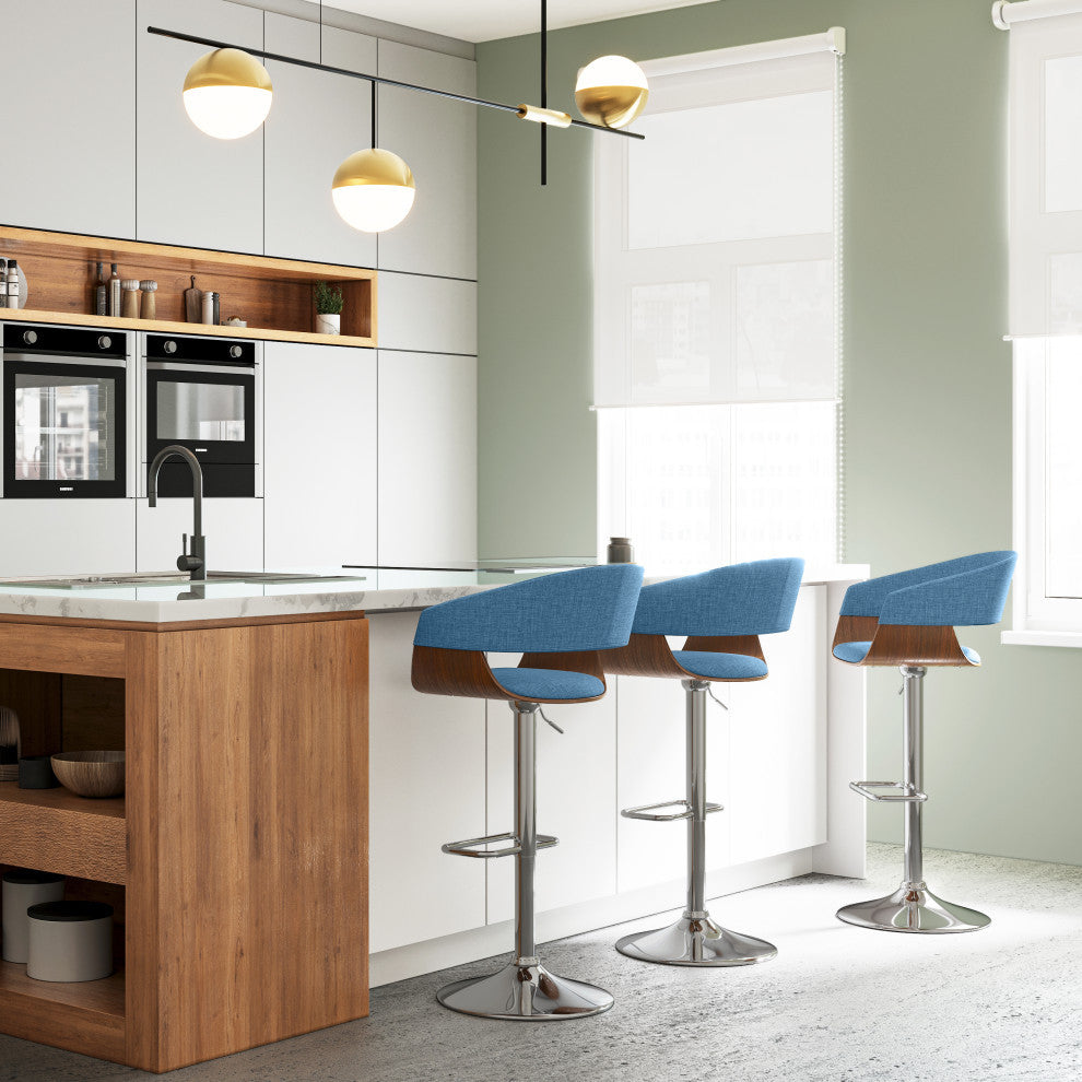 Lowell Adjustable Swivel Bar Stool, Blue
