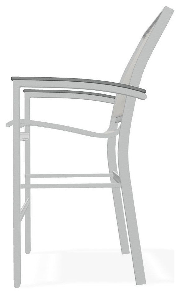 Bazza Sling Balcony Height Stackable Outdoor Stool, Smoke/Graphite