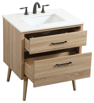 Home Living 22" Midcentury Modern Mango Wood-Light Bathroom Vanity