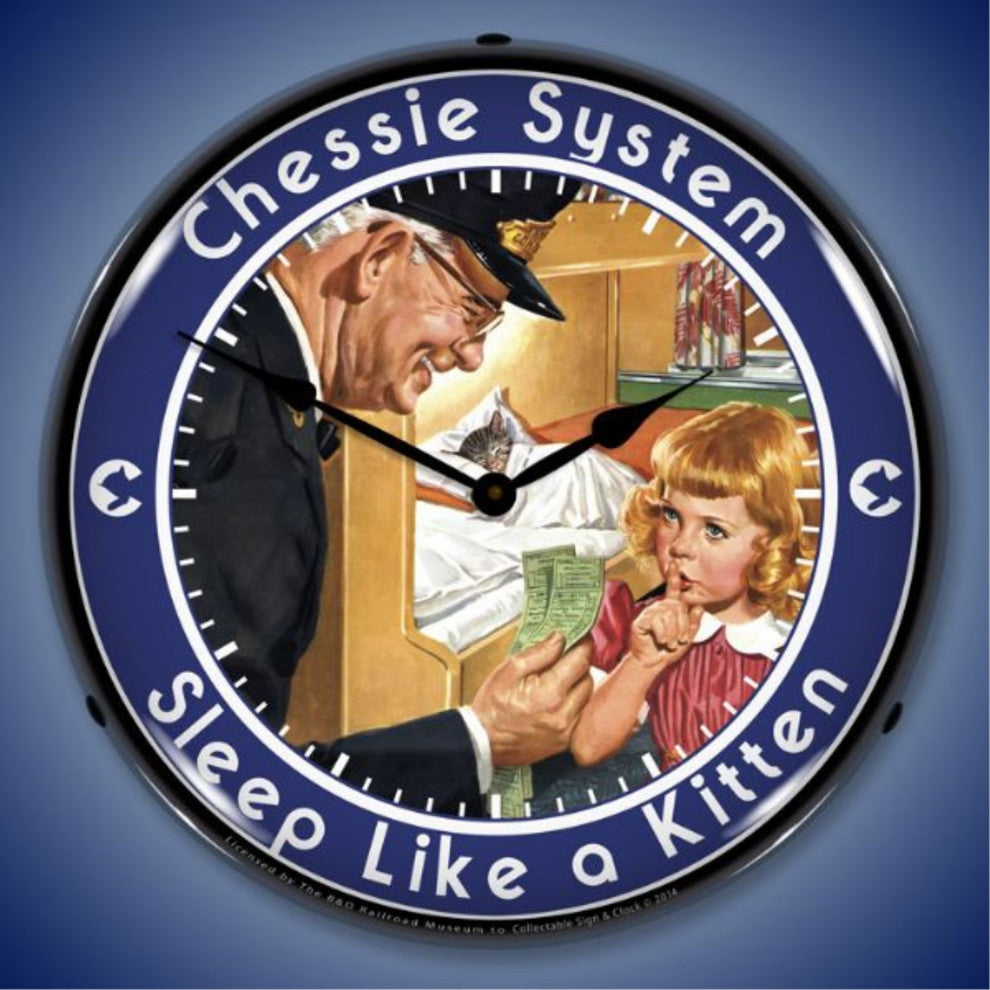 BOR1408537 Chessie Sleep Like a Kitten Clock