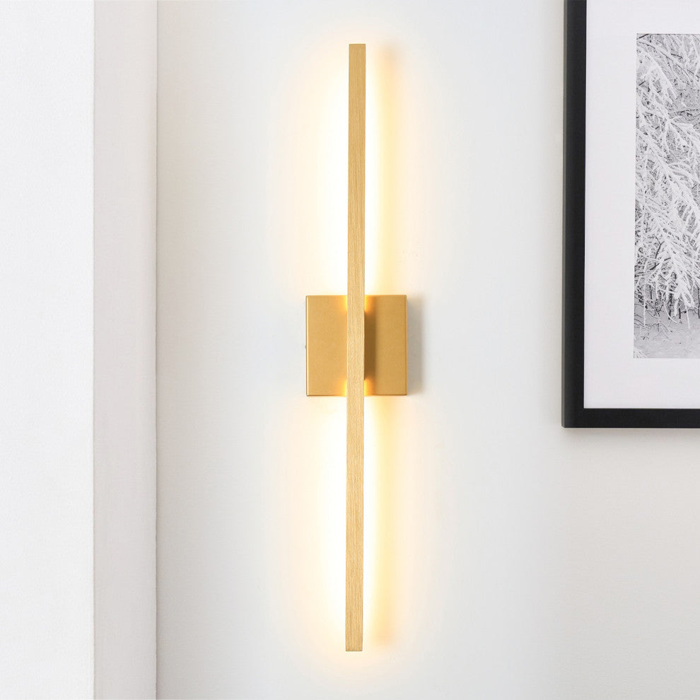 Modern LED Wall Sconces Triac Dimming Aluminum LED Flush Mounted Sconce, Gold, 27.5"hx4.7"wx2.9"d
