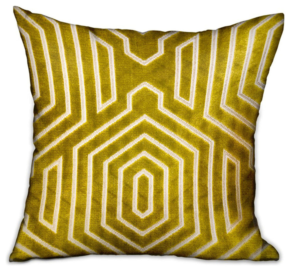 Plutus Goldenrod Velvet Gold Geometric Luxury Throw Pillow, 22"x22"