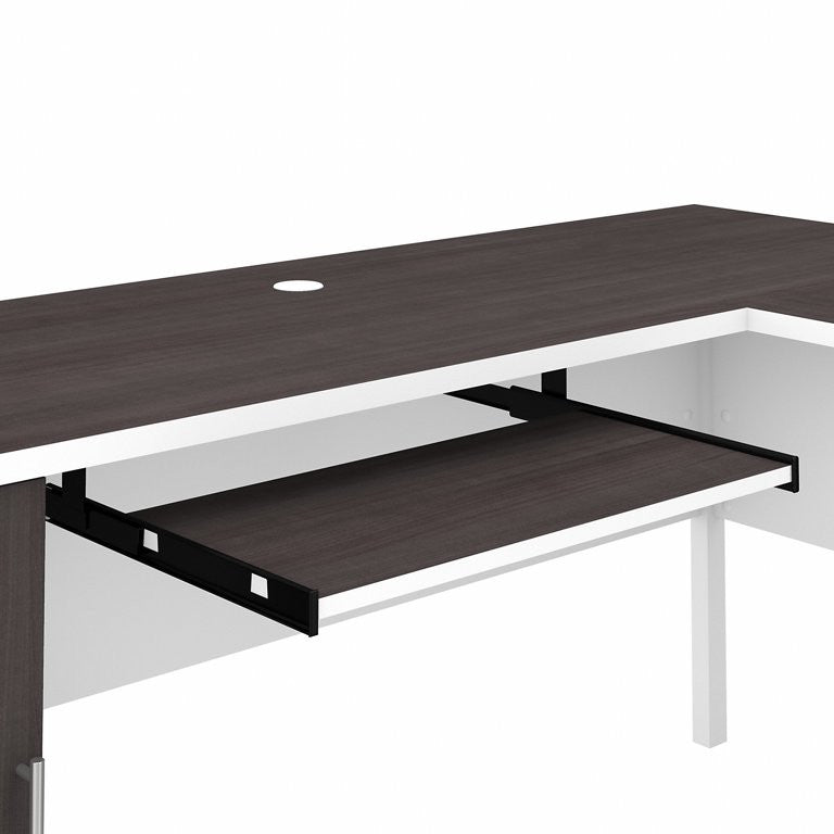 Transitional Desk, Double Pedestal With File & Storage Drawers, Storm Gray/White