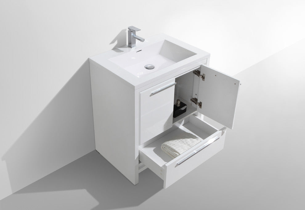 Alma-Allier Freestanding Vanity With Integrated Sink, White, 30"