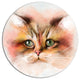 Attractive Brown Cat Watercolor, Animal Large Disc Metal Wall Art, 23"