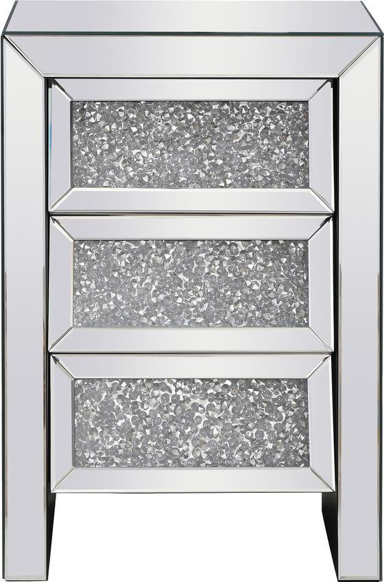 Bedside Table Nightstand Modern Contemporary Clear Mirror Crystal