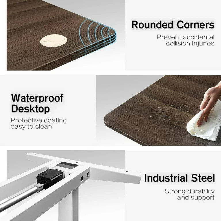 Electric Desk, Iron Legs With Intelligent Adjustment With Constant Speed, Walnut