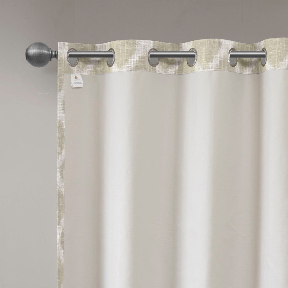 SunSmart Blakesly Ikat Blackout Window Panel, Grey, Taupe, 50"x95"