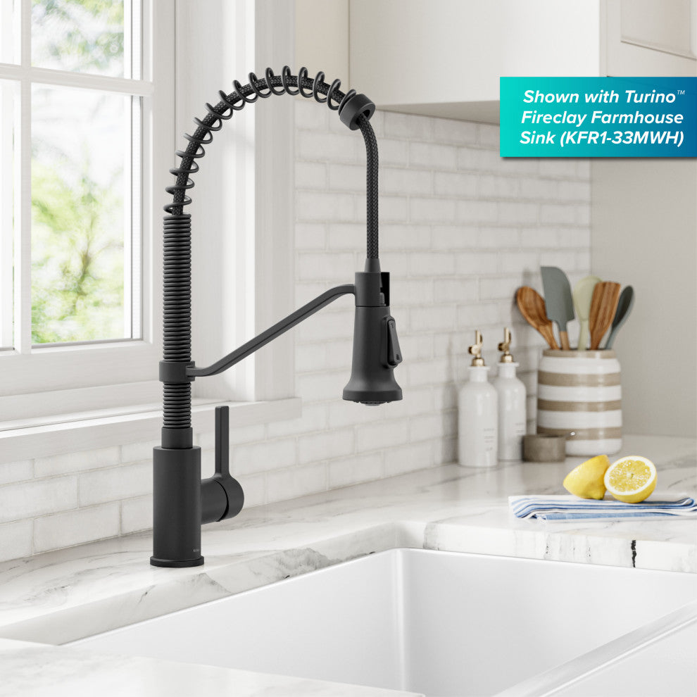 KRAUS Britt Commercial Style 2-Function 1-Handle Pull Down Kitchen Faucet MB