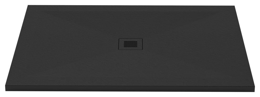 48x36 Feel Shower Base, Center Drain High Density Stone Composite, Black, 48x36