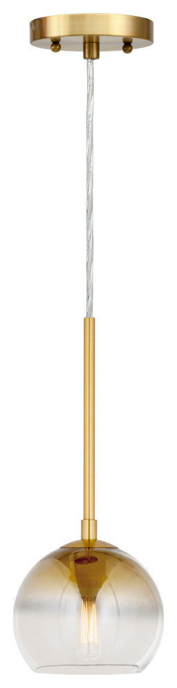 1-LT 6" Ombre Glass Pendant, Soft Gold