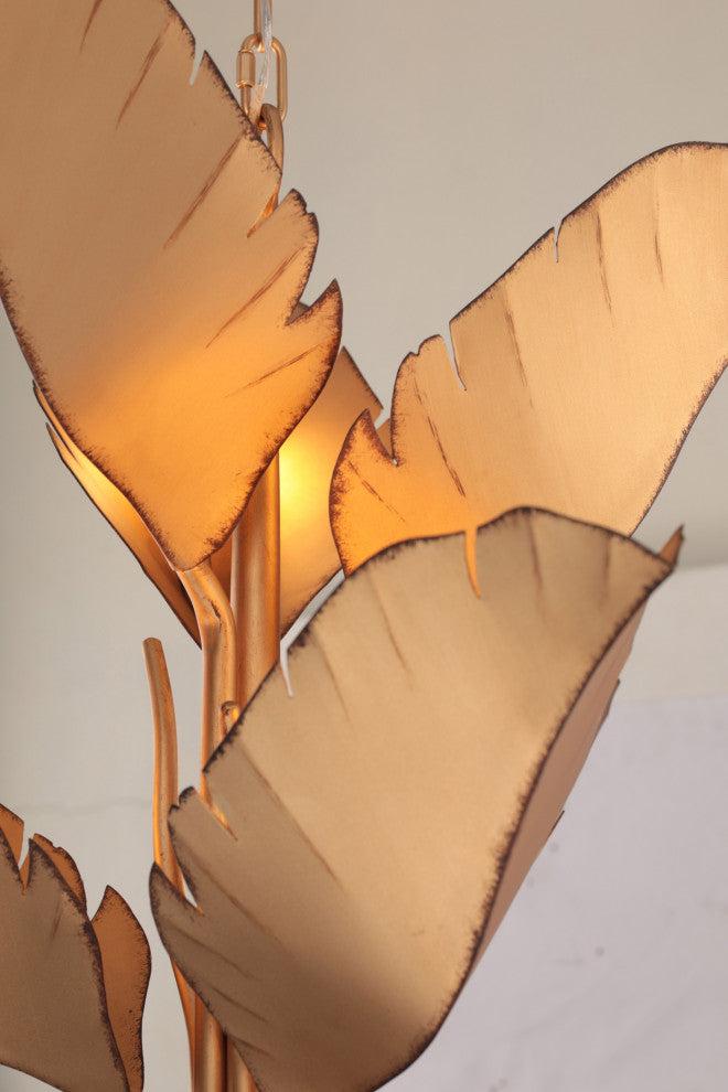 Banana Leaf 6-Lt Chandelier - Gold