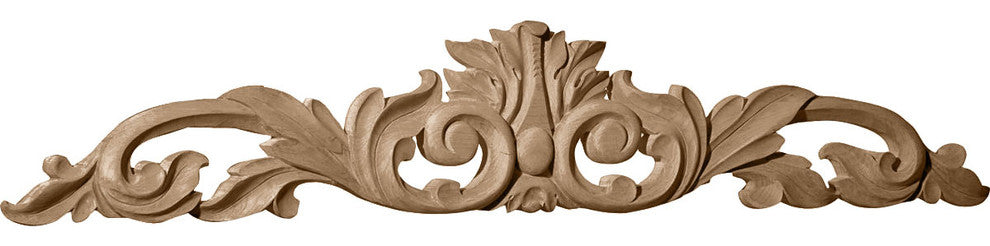 24 3/4"W x 5 1/8"H x 3/4"D Medium Green Leaf Center with Scrolls, Alder
