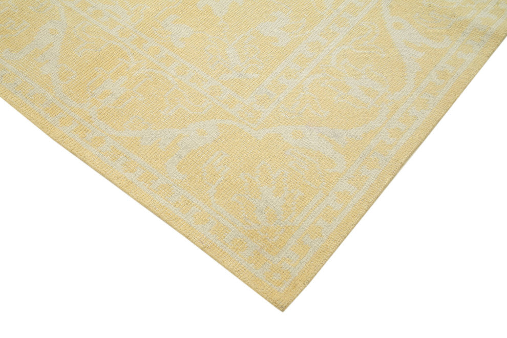 Rug N Carpet - Handmade Oriental 8' 0" x 10' 0" Pastel Yellow Oushak Rug