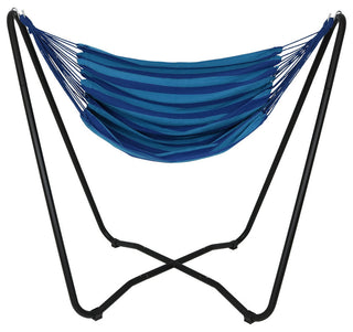 Sunnydaze Hanging Hammock Chair Swing With Space-Saving Stand, Beach Oasis