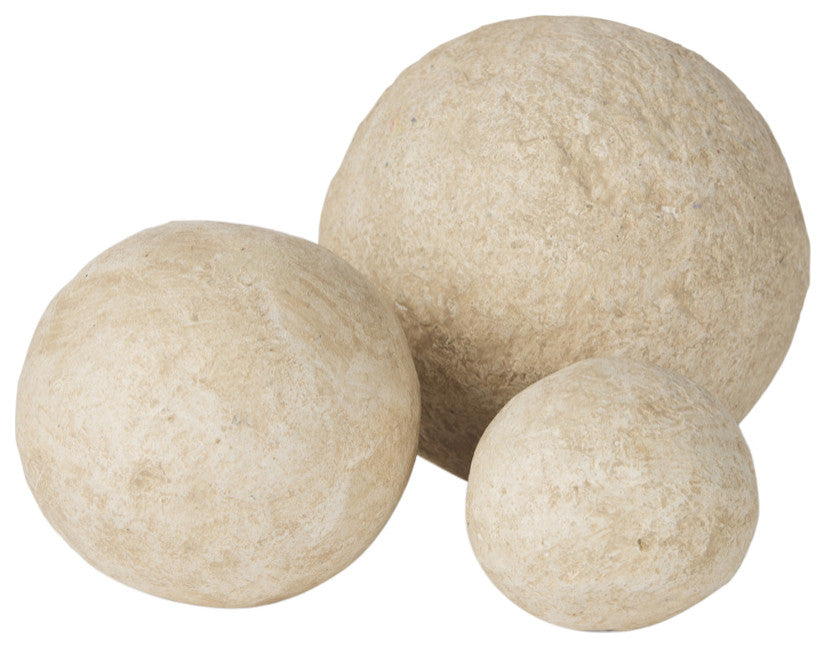 Sunita Set of 3 Beige Paper Mache Orbs