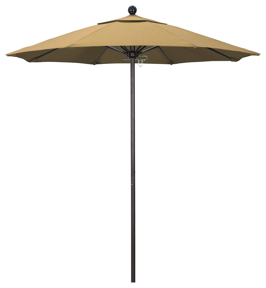 7.5' Bronze Push Lift Fiberglass Rib Aluminum Umbrella, Olefin, Champagne