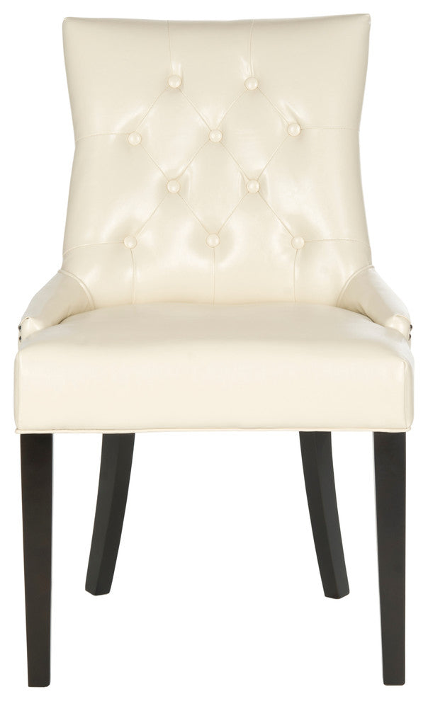 Safavieh Harlow Tufted Ring Chairs, Set of 2, Flat Cream, Leather