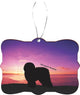 Old English Sheepdog Dog at Sunset Design Rectangle Christmas Tree Ornament