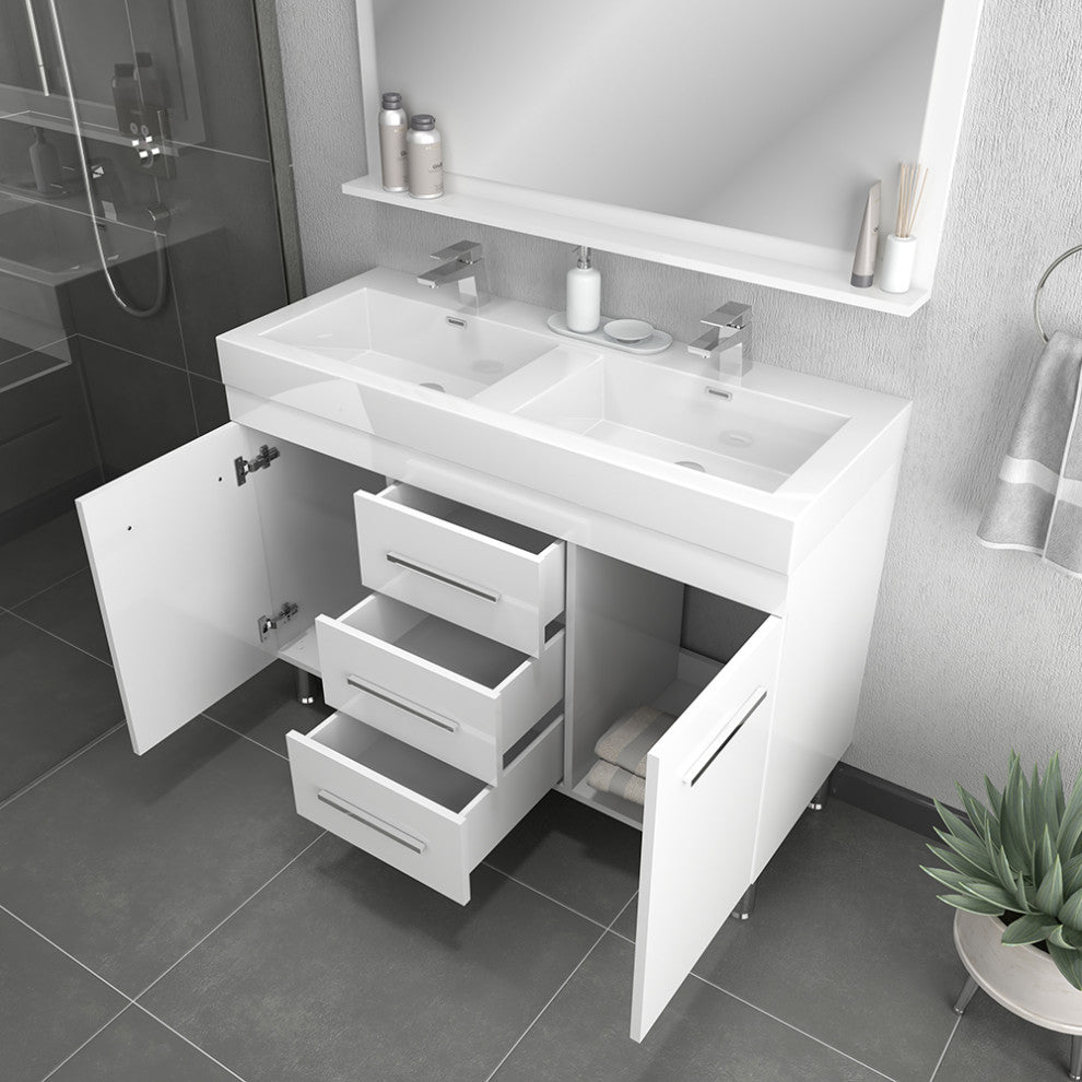 Ripley 48" Double Bathroom Vanity, White