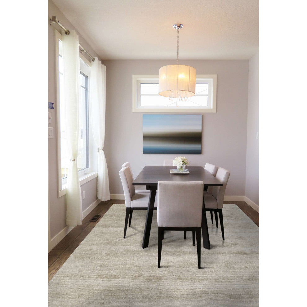 Hue Solid Hand Made Indoor Area Rug, 5'x8', Bisque
