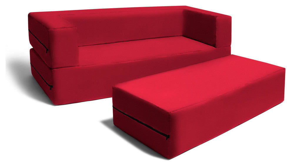 Zipline Big Kids Modular Sofa and Ottoman, Cherry