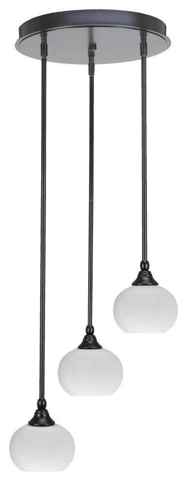 Empire 3-Light Cluster Pendalier, Matte Black/White Muslin