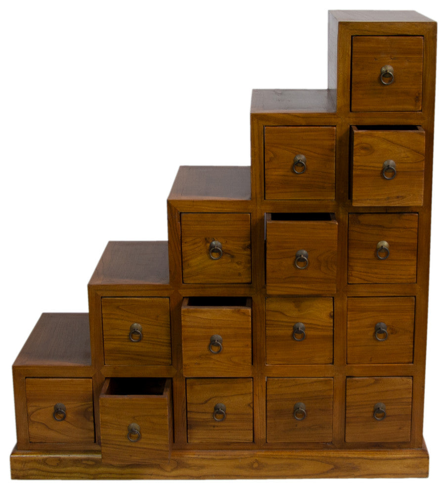 Reclaimed Wood Tansu Japanese Style Step Chest