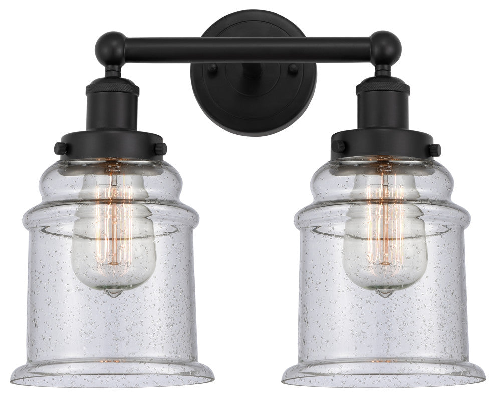 Innovations 616-2W-BK-G184 Canton 2 Light Bath Vanity Light, Matte Black