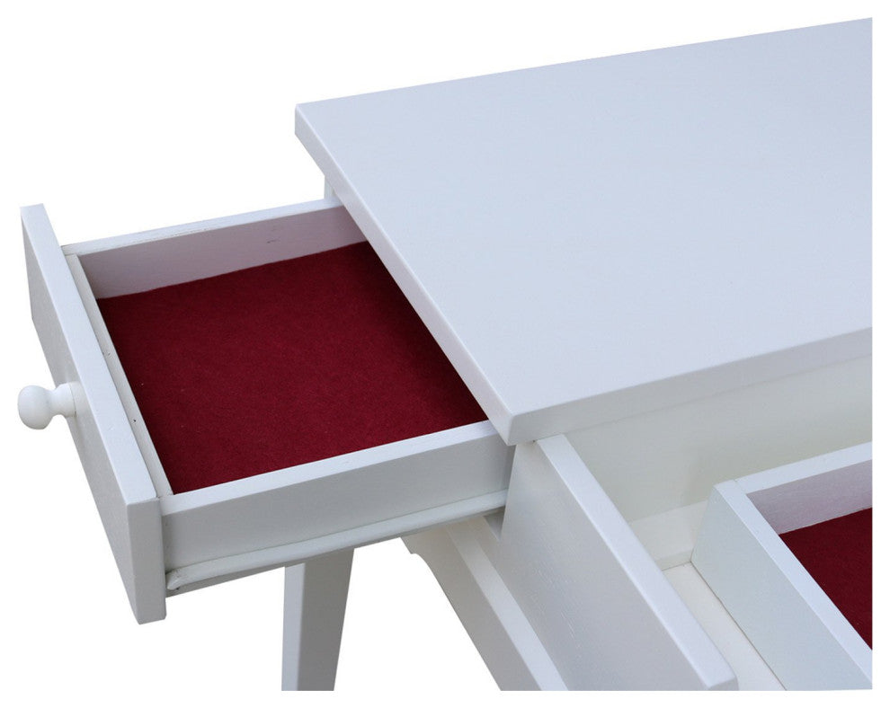 Classic Vanity Table, Flip Up Mirror With Storage Box & Side Drawers, White