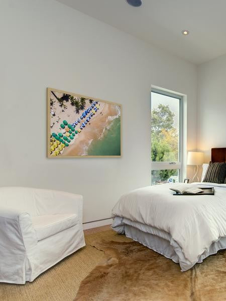 "Beach Umbrellas" Framed Painting Print, 36"x24"