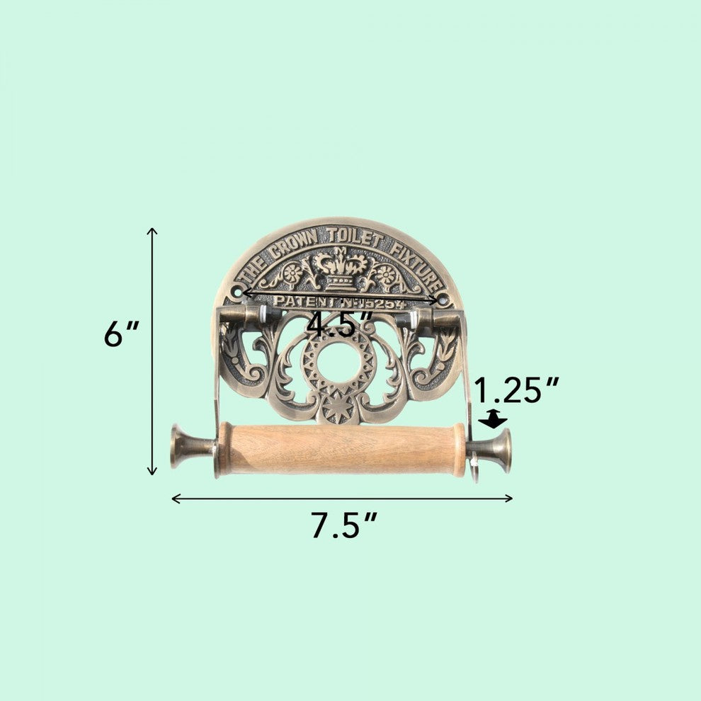 Toilet Paper Holder Brass The Crown Fixture Tissue Holder, Antique Brass