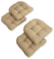 19" U-Shaped Spun Polyester Tufted Dining Chair Cushions, Set of 4, Sandstone