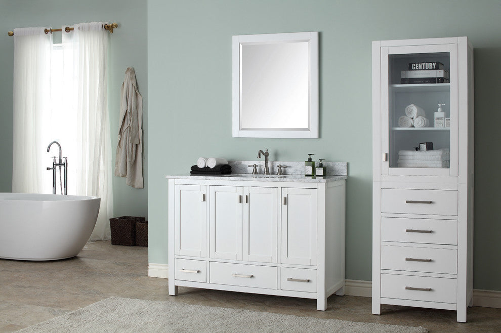 Avanity Modero 49" Vanity, White Finish, Carrera White Marble Top
