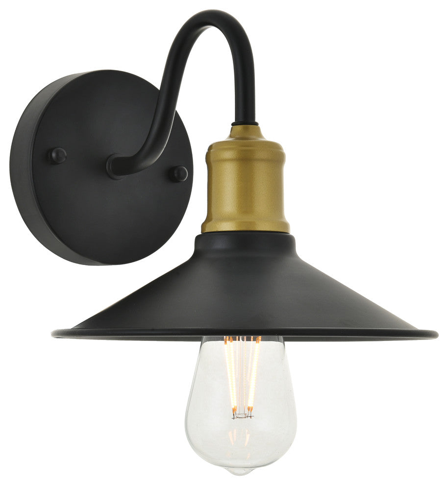 Brass And Black Finish 1-Light Wall Sconce
