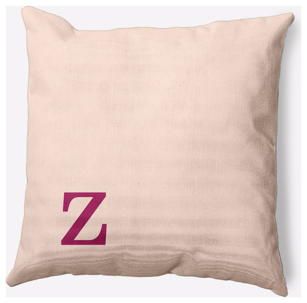 18" x 18" Modern Monogram Indoor/Outdoor Polyester Throw Pillow, Dusty Rose