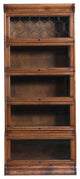 Crafters and Mission Style Oak  5 Stack Barrister Bookcase with Leaded Glass, Walnut