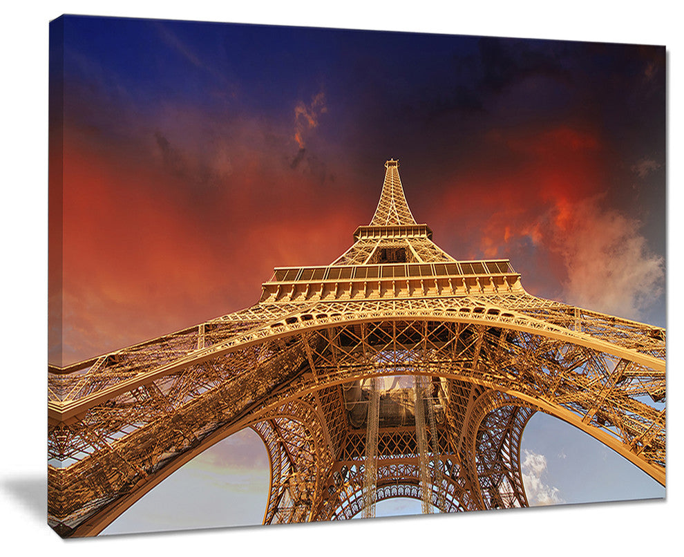 "Beautiful View of Paris Eiffel Tower Under Red Sky" Wall Art, 20"x12"