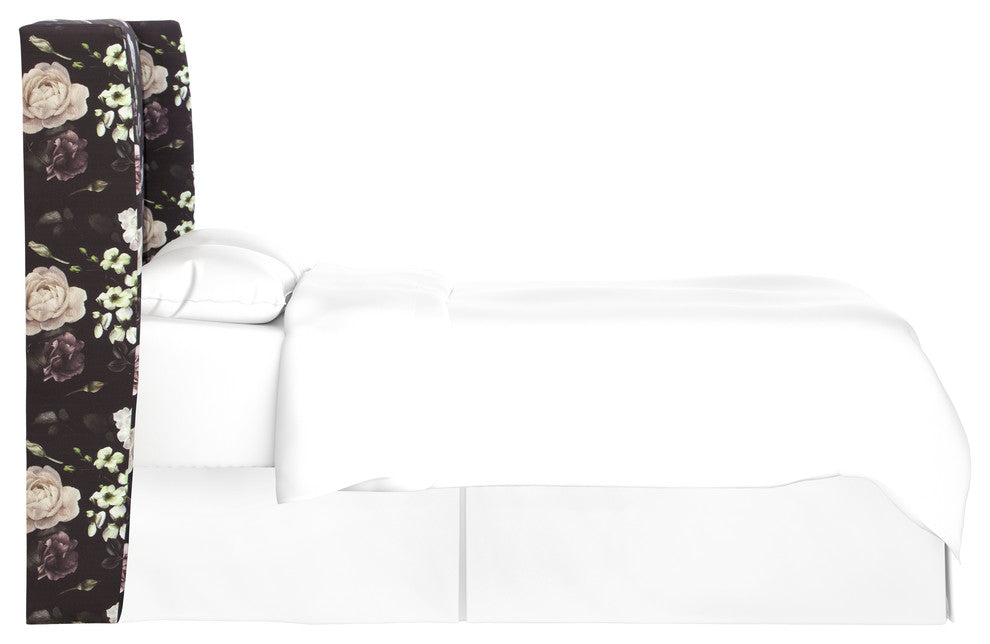 Maxwell California King Wingback Headboard, Soft Floral Burgundy