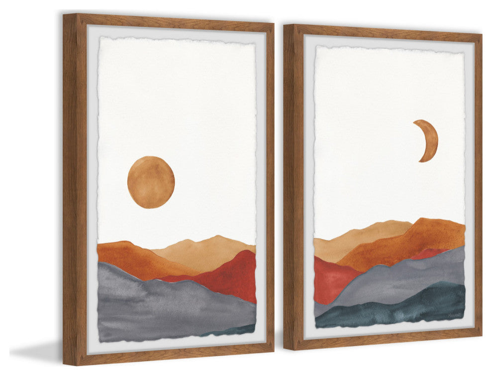 Glowing Mountains Diptych, 2-Piece Set, 16x24 Panels