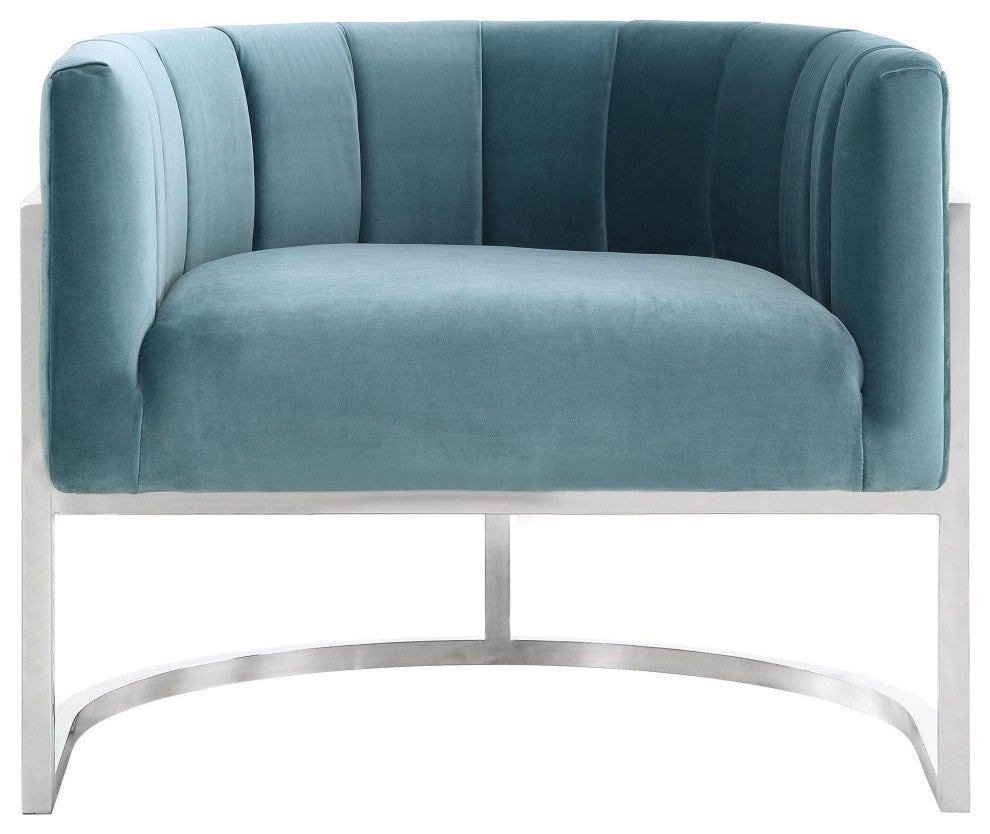 Magnolia Sea Blue Chair with Silver Base