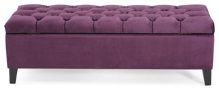 GDF Studio Ottilie Contemporary Button-Tufted Storage Ottoman Bench, Purple