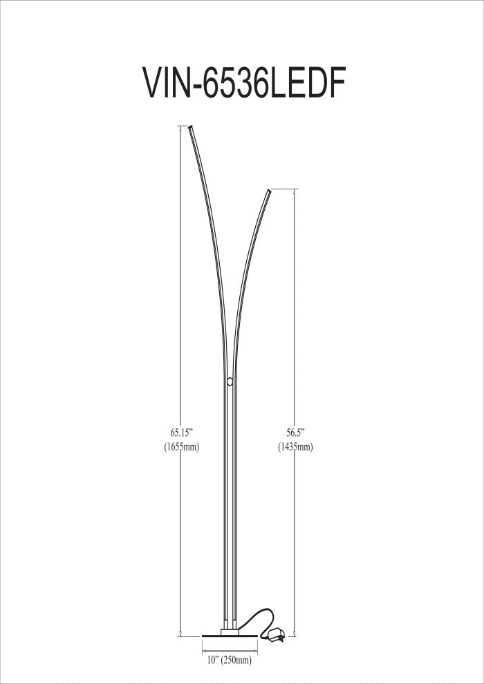 Arched Floor Lamp Vincent 36W, Matte Black