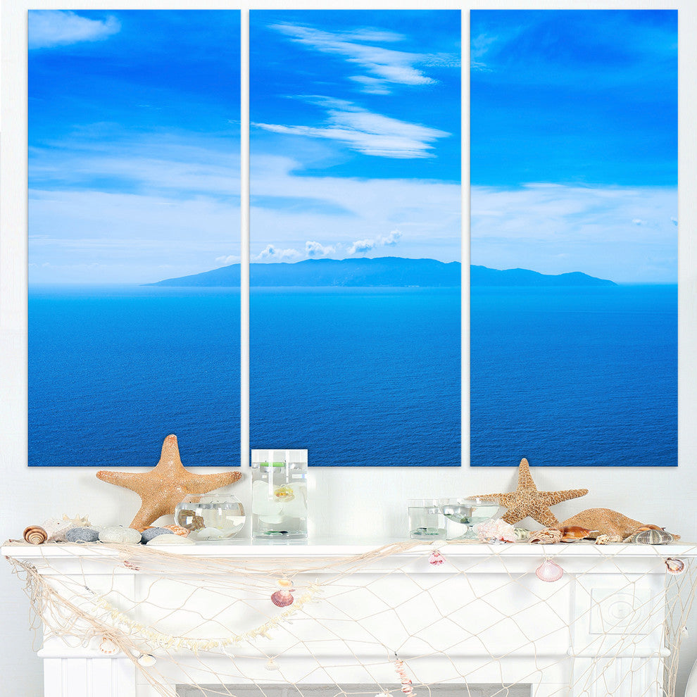 "Giglio Island Aerial View from Argentario" Metal Wall Art, 3 Panels, 36"x28"