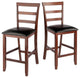 Simone Cushion Ladder-back Seat Counter Stools, 2-Pc Set, Black & Walnut