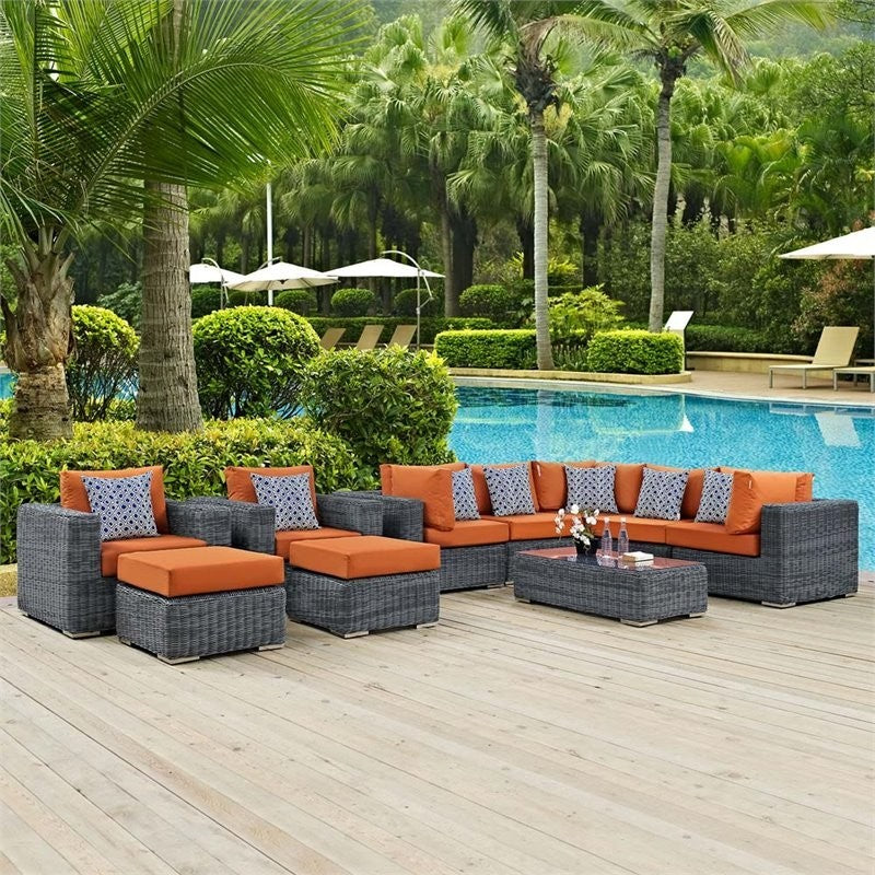 Summon 10-Piece Outdoor Patio Sunbrella Sectional Set