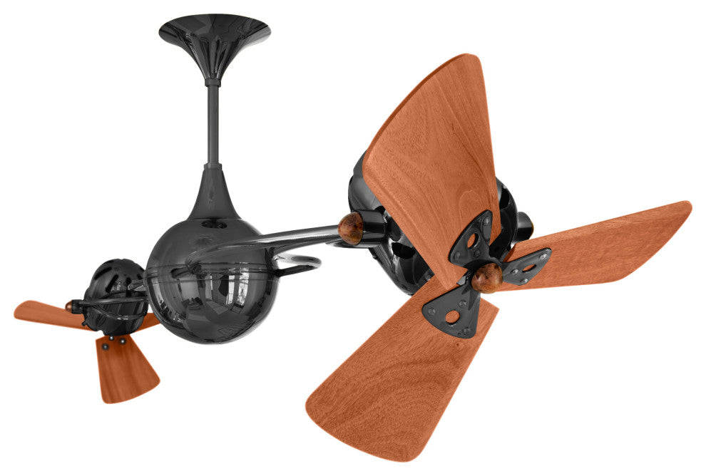 Italo Ventania Rotational Ceiling Fan With Mahogany Blades, Black Nickel