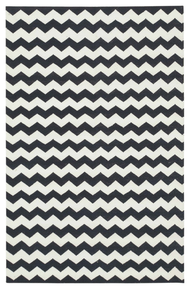 Rug N Carpet - Handmade Wool 3' 7'' x 5' 4'' Geometric Dhurrie Kilim Rug