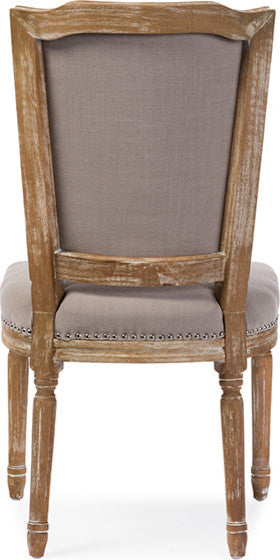 Estelle Weathered Oak Button-tufted Upholstered Dining Chair, Beige